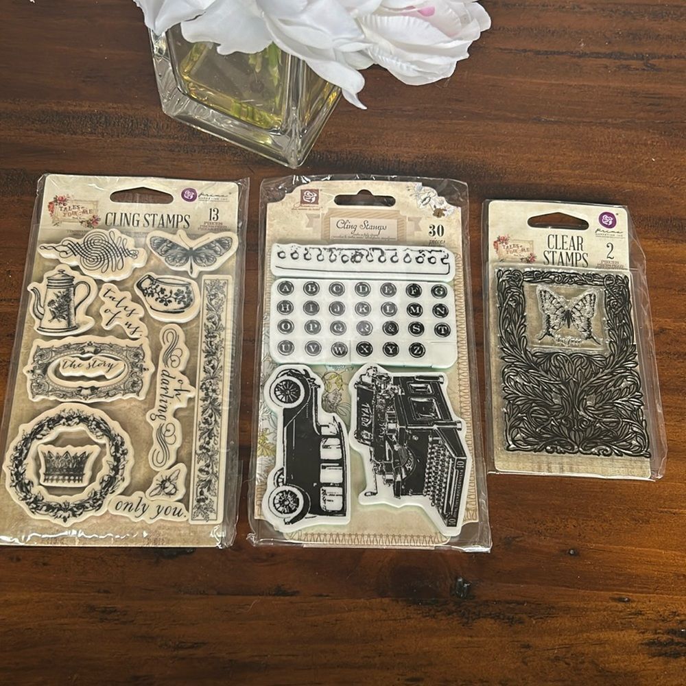 Prima Clear stamps and cling stamps NEW bundle of 3